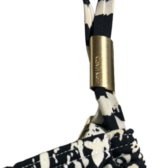 Calvin Klein Black and White One Piece Swimsuit Scoop Neck Adjustable Straps - Picture 3 of 7